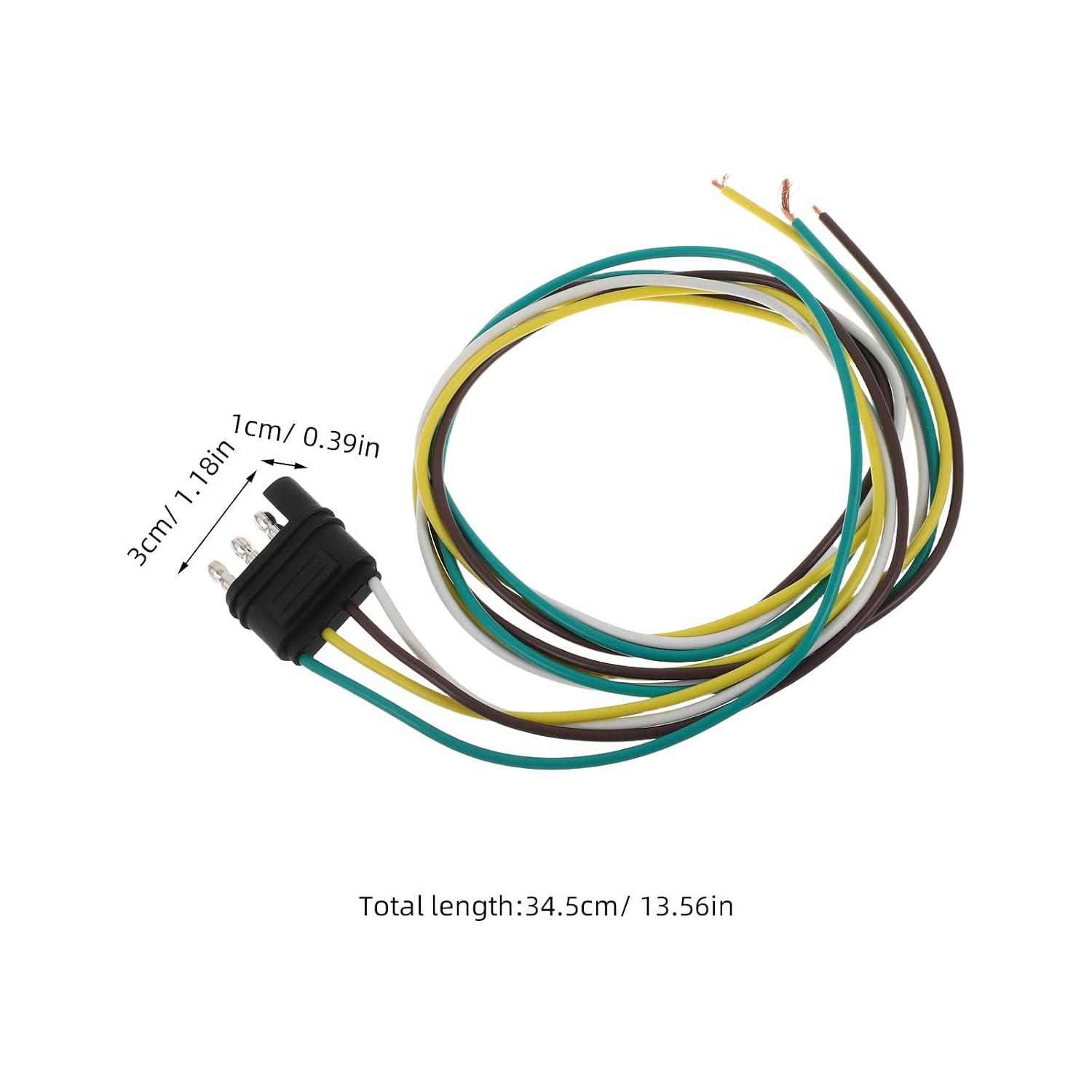Flat Trailer Wiring Harness 4-Way, 18AWG 4-Pin Plug Connector Extension for Utility Cargo Boat Trailer, Light Wire Pigtail Kit