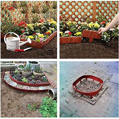 Hevirgo 20Pcs Garden Edging Fence, Plant Edging Border, Landscape Palisades Barriers, Imitation Stone Lawn Grass Edging Garden Plant Flower Bed Border Fence For Patio Yard Pathway Balcony Orange #TOP5