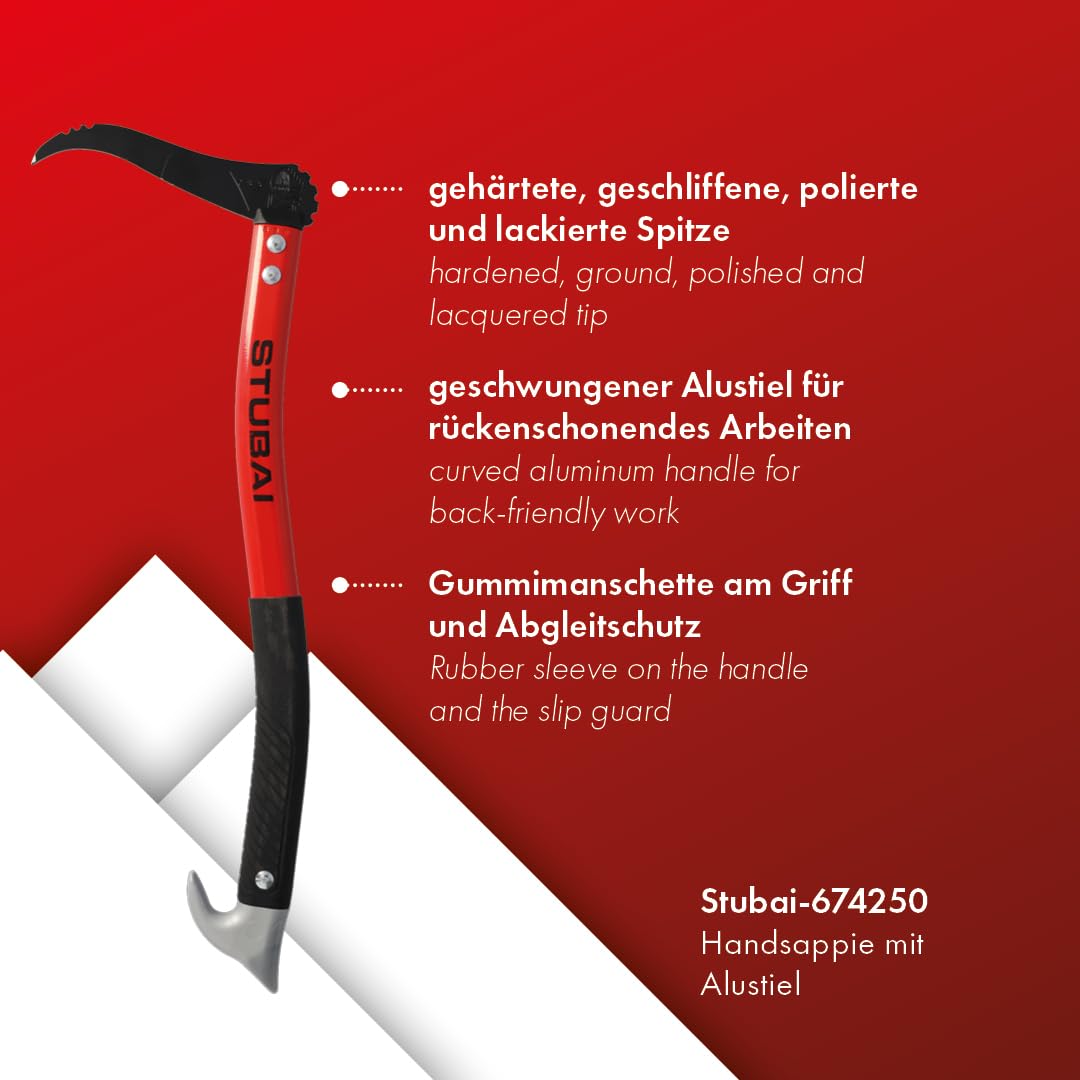 STUBAI Handsappie | Manche Ergonomique incurvé en Aluminium | 500 mm | Tire-Branche | Pince à Main pour ramasser, déplacer et Transporter des Morceaux de Bois et des Troncs d'arbres