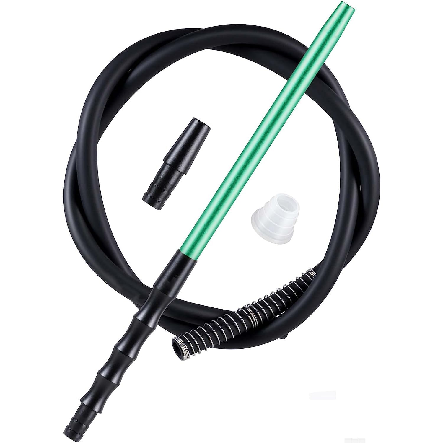 Hookah Hose with Hookahs Adapter &amp; Mouthpiece - 6ft Washable Silicone Hookah Shisha Hose Set with Detachable Aluminum Mouthpiece | Modern Hookahs &amp; Accessories and Hookah Hoses (Green)