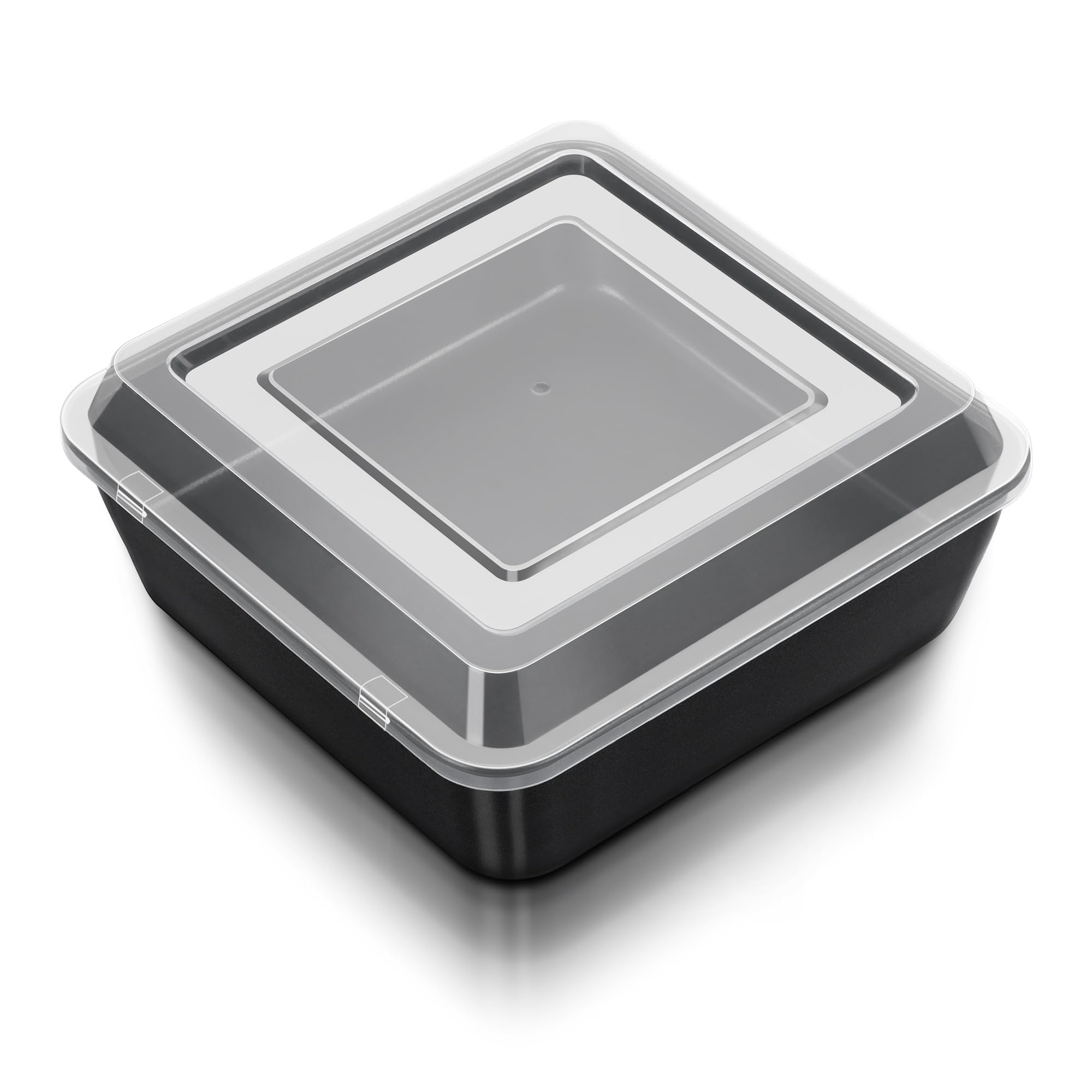 Joyfair Moule à gâteau carré de 20 cm en acier inoxydable anti-adhésif avec couvercle, idéal pour rôtir et stocker des brownies, lasagnes, fruits et restes, facile à démouler et à nettoyer, noir