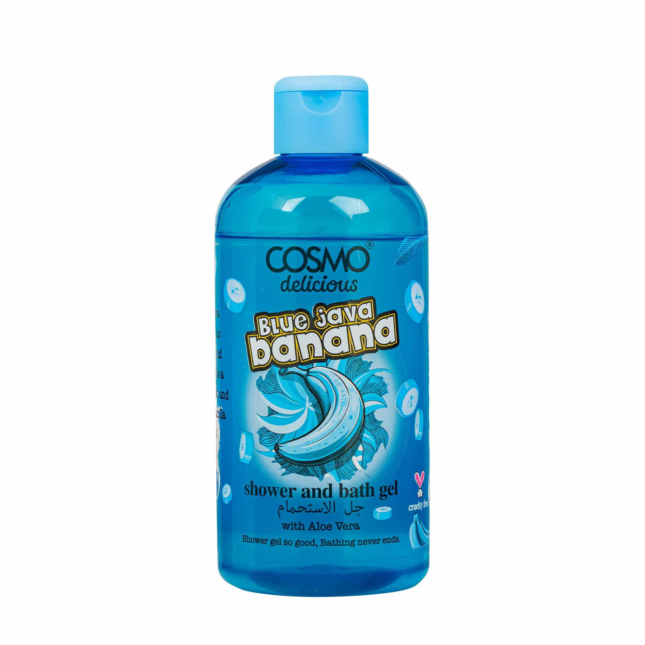 Cosmo Delicious Blue Java Banana With Aloe Vera Shower Bath Gel 400ml Hydrating Refreshing Body Wash Tropical Banana