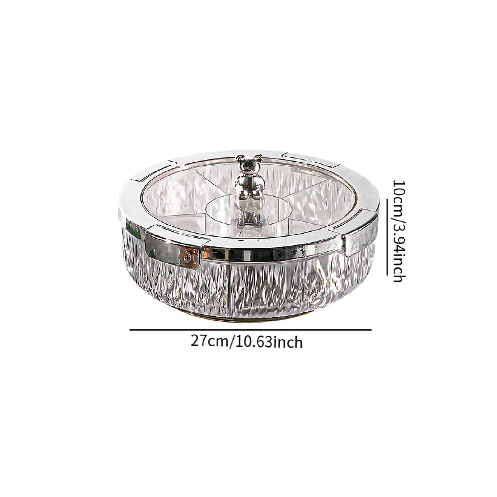 perfk Teller mit getrockneten Früchten, unterteilte Servierschalen, drehbar, mit Deckel, Schale für Süßigkeiten und Nüsse, Serviertablett für Vorspeisen, Grau