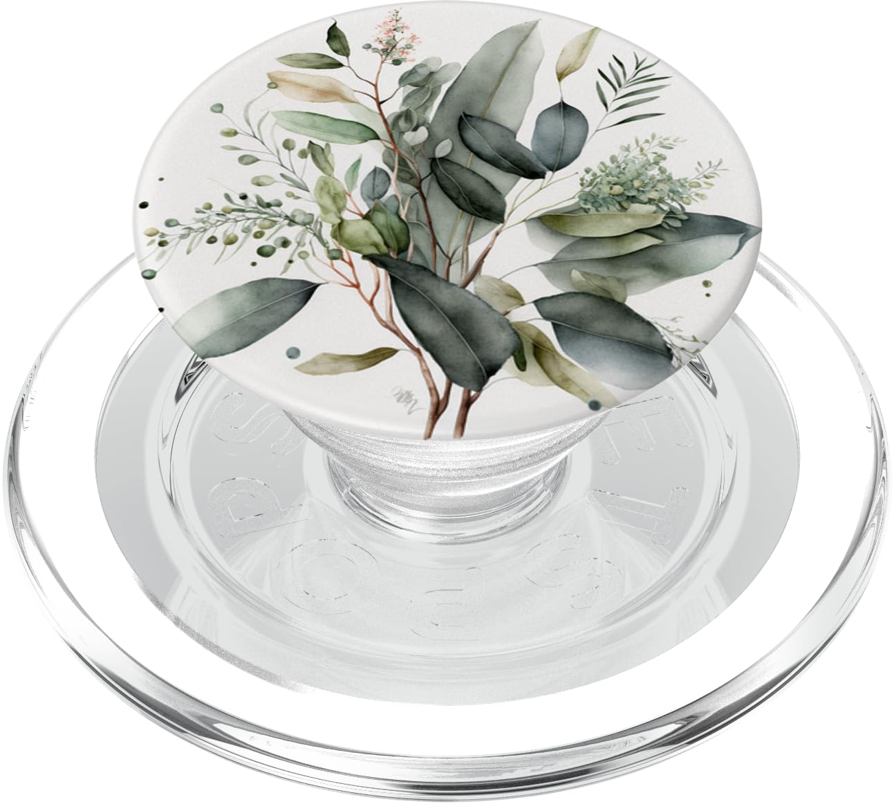 Botanical Watercolor Eucalyptus Leaves Green Blossom Flowery PopSockets PopGrip for MagSafe