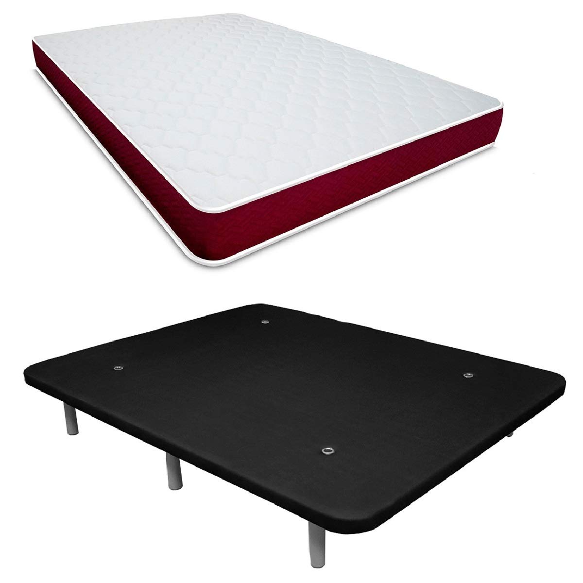 DUÉRMETE ONLINE - Base Imbottita 3D Rinforzata 90x200, Senza Gambe, Con 5 Barre D'Acciaio E 4 Valvole Di Ventilazione, Tessuto Antiscivolo Traspirante (Nero) - 3
