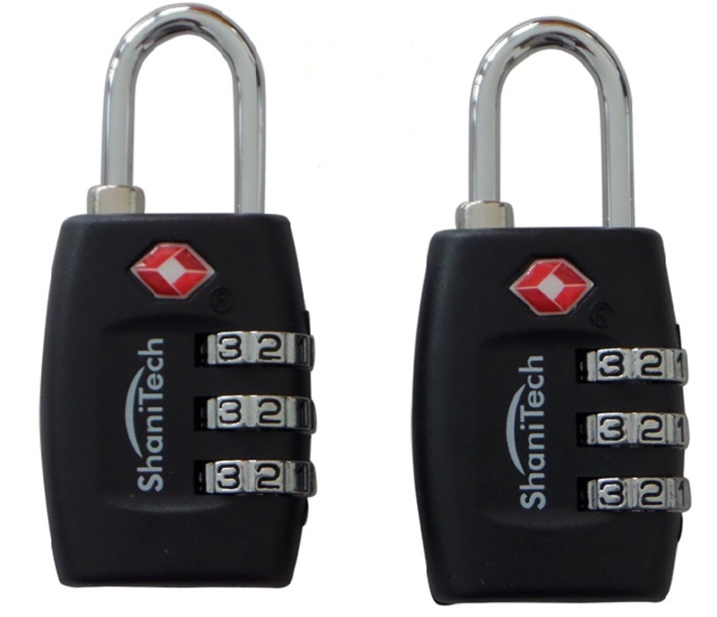 ShaniTechUK Pack of 2 TSA 3 Digit Combination Travel Suitcase Luggage Bag Code Lock - Black