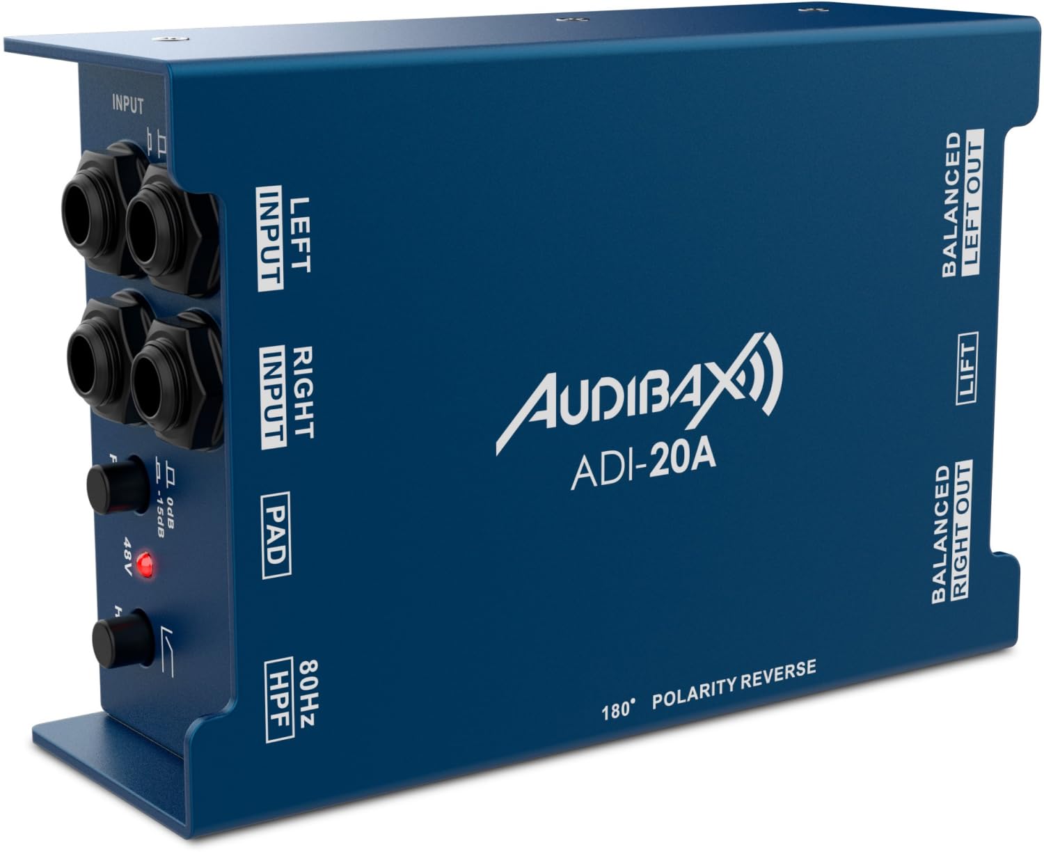 Audibax ADI-20A Caja DI Activa 48V con Alimentación Phantom