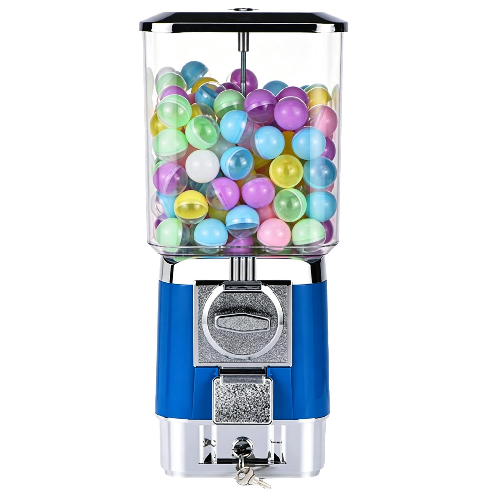 Sushangmao Gumball Machine For Kids, Candy Vending Machines, Customizable For One Size (25-35mm / 1-1.38"), Pure Mechanical Coin-Op – Includes 100 Balls & 50 Tokens For Home Or Game Stores blue