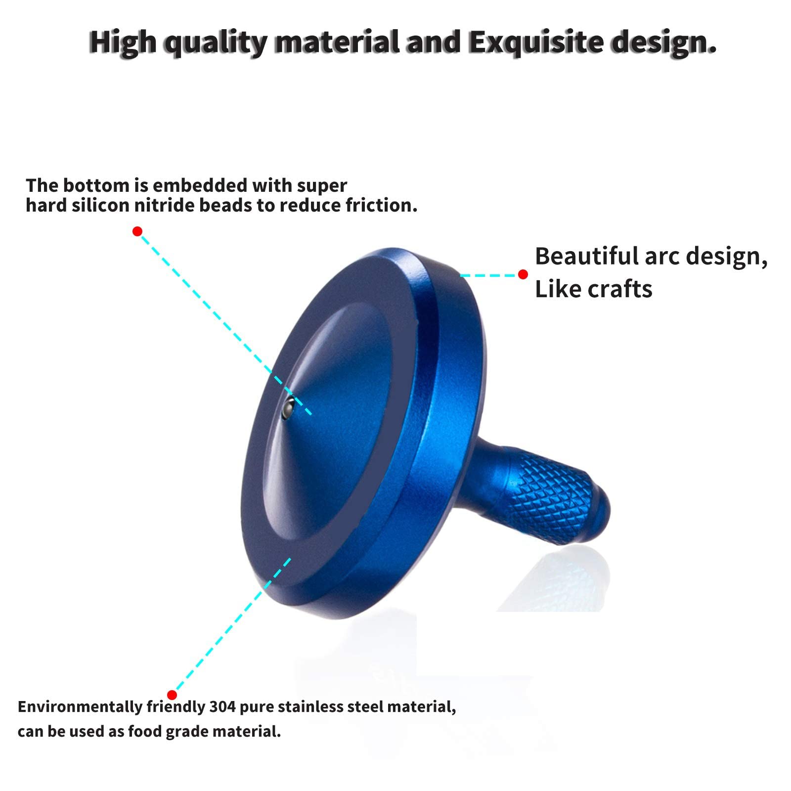 Metal Stainless Steel Spinning Top, Well Made EDC Decompression Toy, Perfectly Balanced, Spin Smooth, Long Rotation Time, Helps Relieve Stress and Anxiety (3PCS L+M+S/Blue) - Image 4