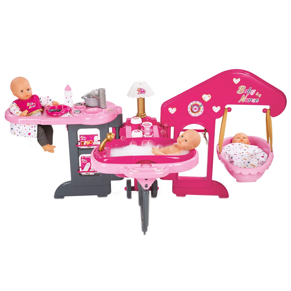 Smoby Baby Nurse - Casa Delle Bambole Con 3 Aree Gioco E 23 Accessori, Per Bambini Dai 3 Anni