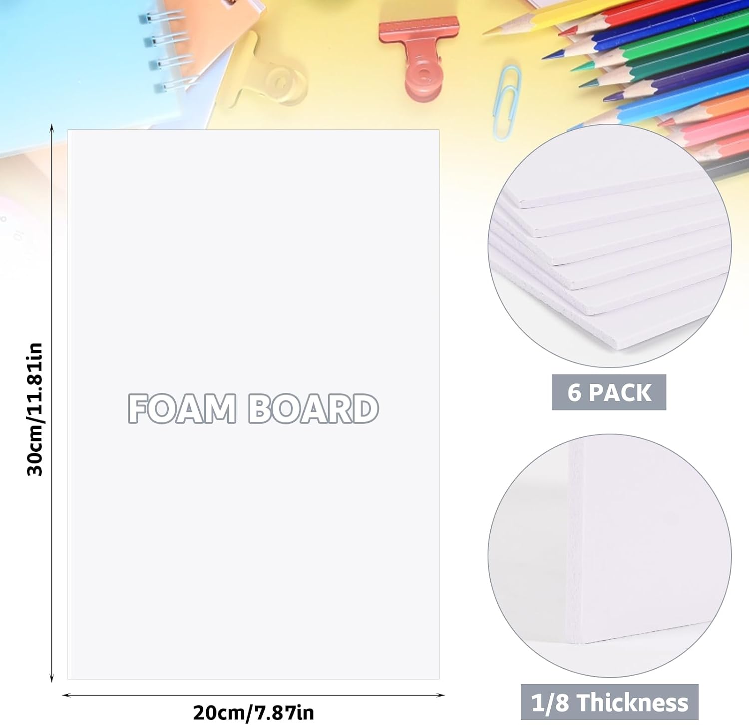 DIYASY 6 Sheets 3mm White Foam Boards, 11.8 x 7.8inch Rectangle Foam PVC Sheet Poster Board Mount Board for Mounting Crafts Modelling Art Display School DIY Projects image 2