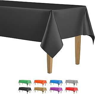 5 Pack Premium Black Plastic Tablecloth - 108 x 54 in. Disposable Rectangle Plastic Table Cloth - Decorative Rectangle Table Cover Smooth Tablecloth - Disposable Table Cloths For Parties, Weddings.