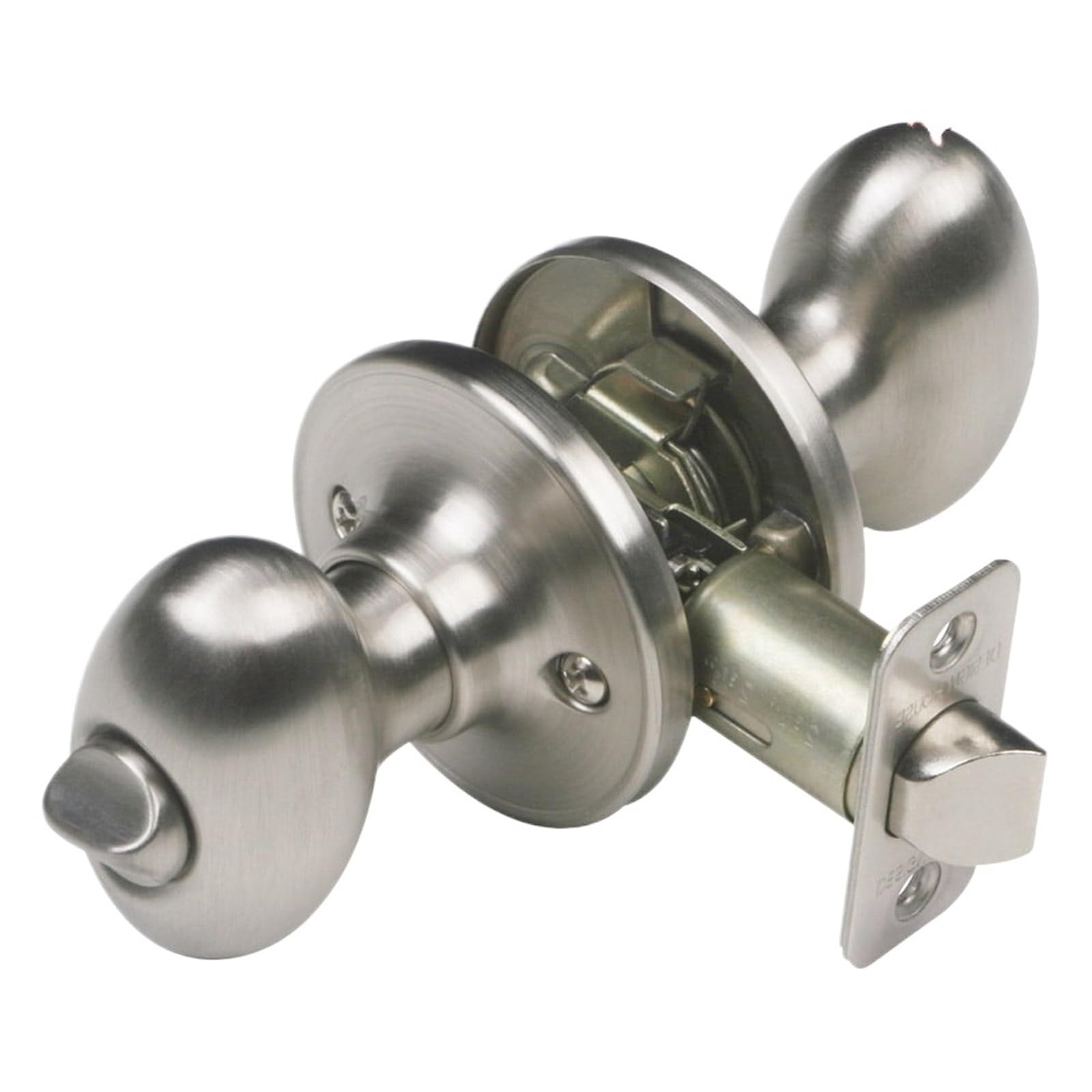Kexcftg One Color Satin Nickel Egg Privacy Door Knob Bath And Bedroom Adjustable 2-Way Latch Fits Left Right Hand Doors Ul Listed