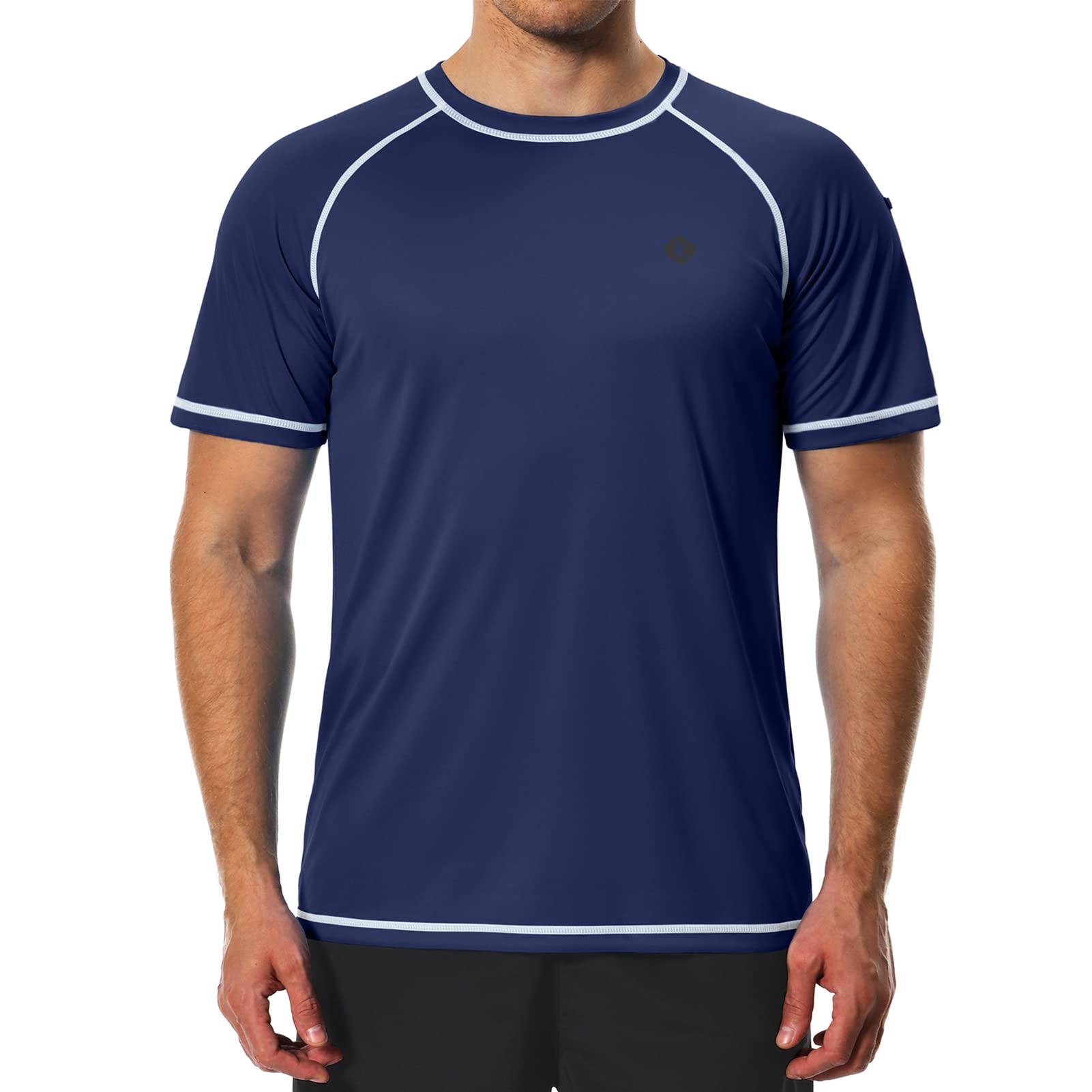 Men's Swim Shirts Quick Dry Rash Guard UPF 50+ Sun Protection Fishing Beach Water Shirts Short Sleeve