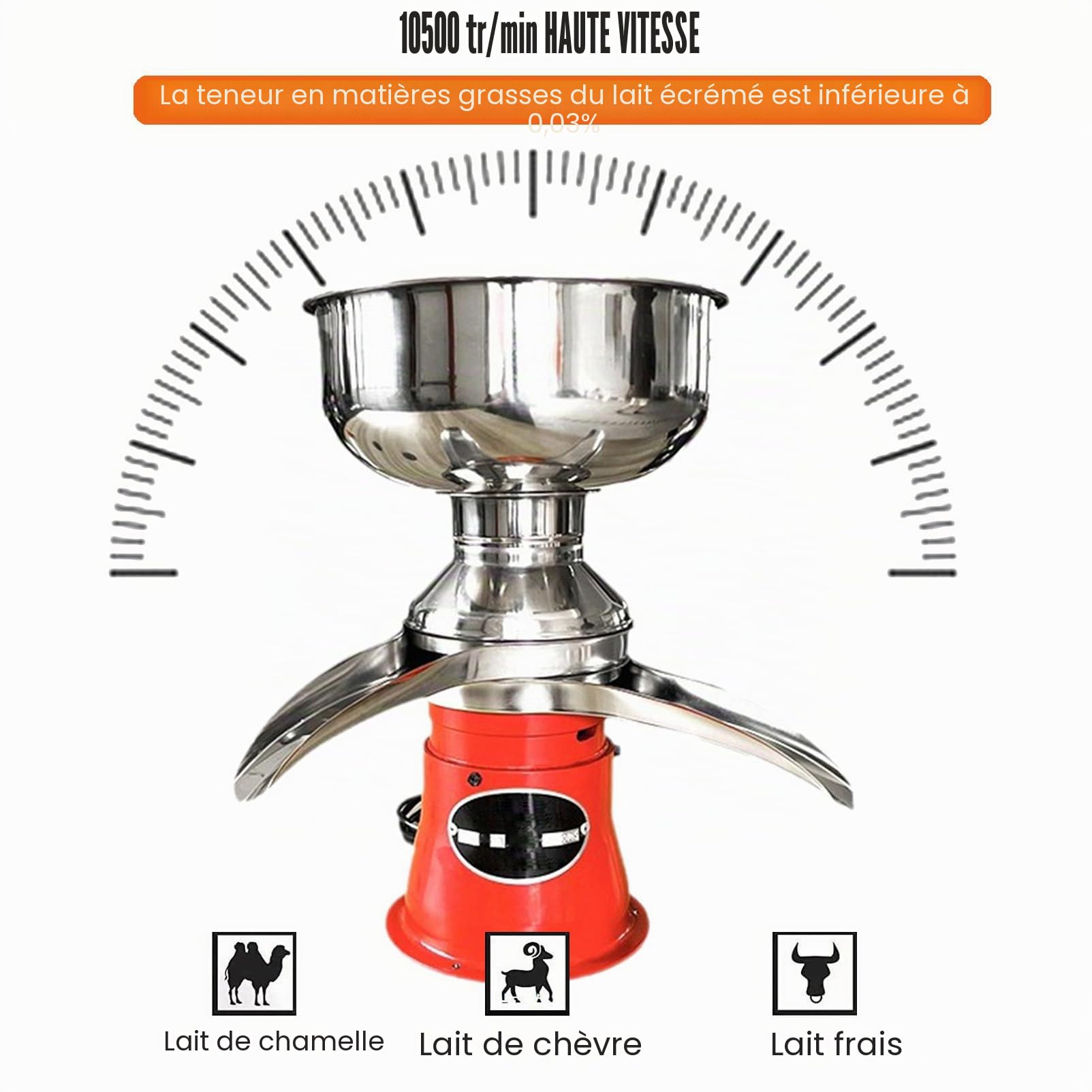 Écrémeuse Électrique Bol 5 L Séparateur de Crème Électrique 50 L/h Séparateur Centrifuge Crème en INOX 10500 TR/Min pour Séparer Produire Divers Laits Crème Écrémé