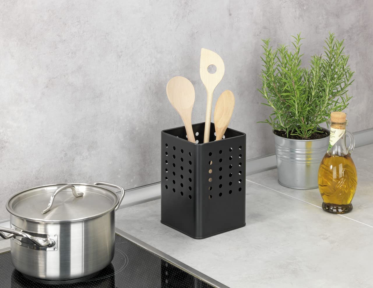 WENKO Silio utensil holder, practical kitchen utensil holder made of powder-coated metal in modern - Image 4