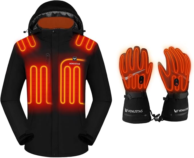 Venustas Classic Men's Heated Jacket (Black,M) and Heated
