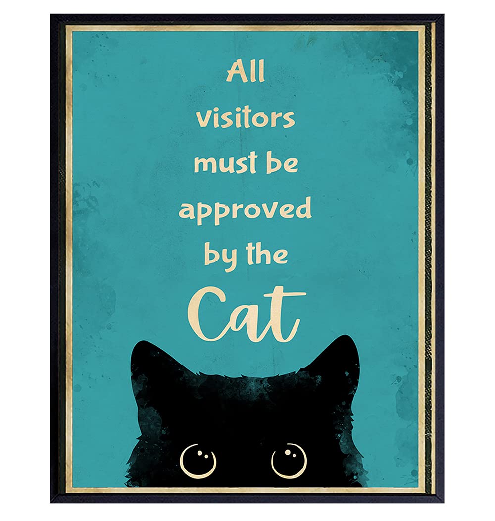 Cat Sign Funny Cat Wall Decor Cute Cat Poster Cat Wall Art Black Cat