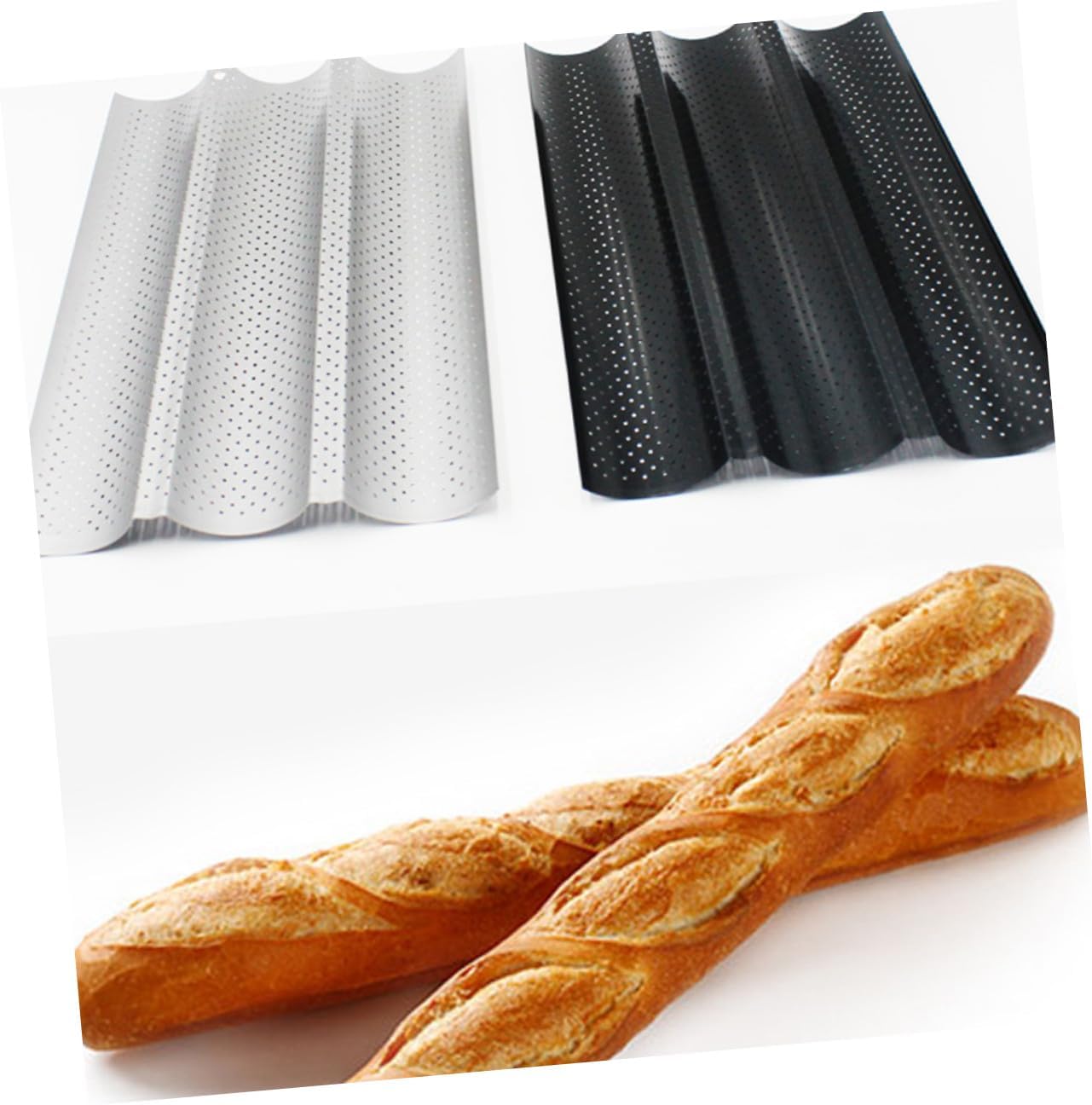 Gadpiparty Wave Bread Stick Baking Tray Nonstick French Bread Mold Kitchen Utensil Ebony Breadstick Pan for Home and Bakery Use