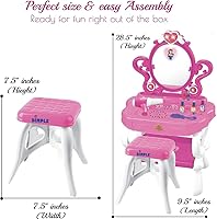 Vista 4 de Juego de tocador de princesas para niñas con 16 accesorios de moda y maquillaje, teclado de piano funcional y luces intermitentes, ideal para niños