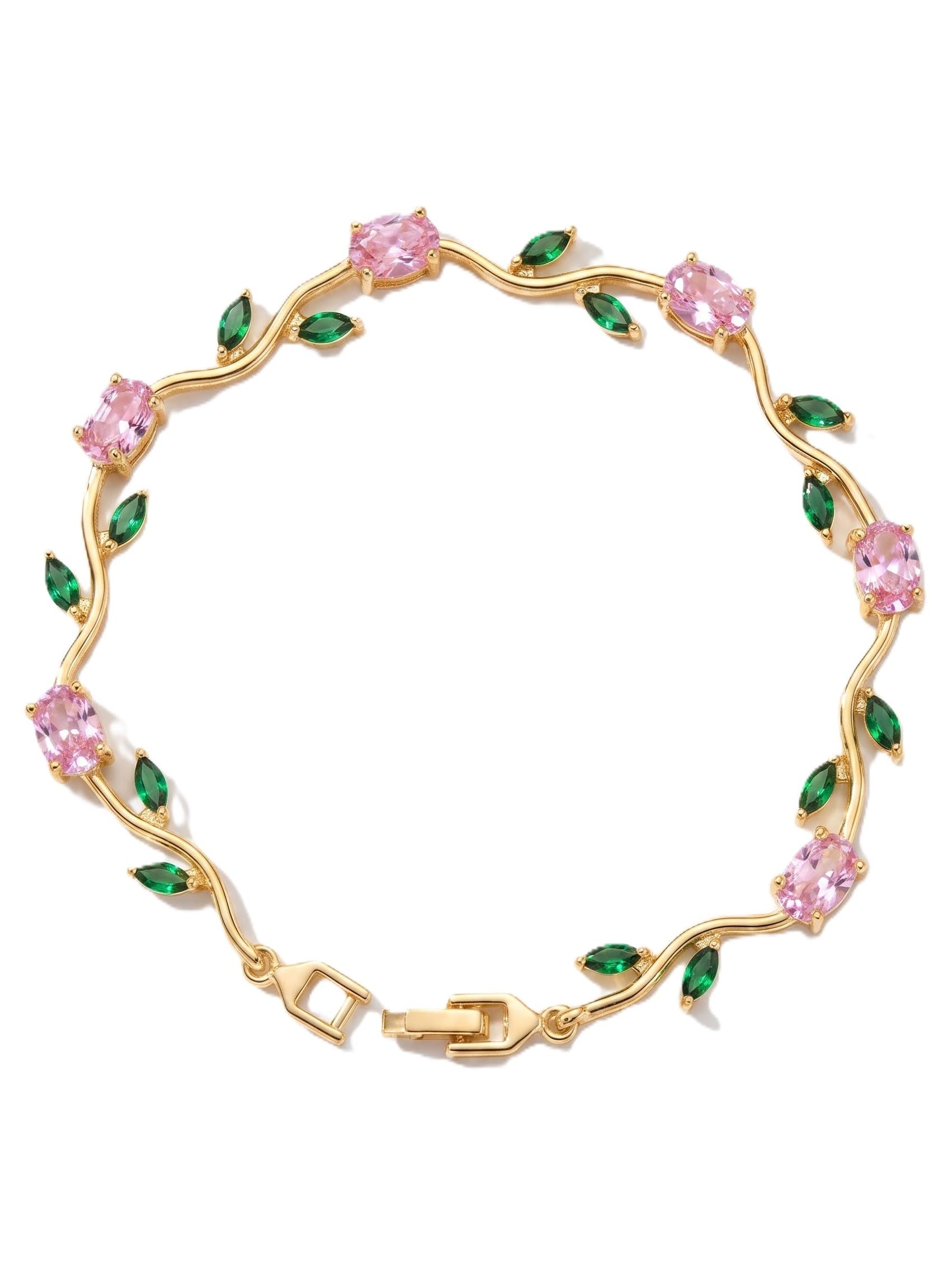 brado jewellery Gold Plated Tulip Bracelet for Women | White Crystal Tulip Floral Bracelet | Fashion Jewellery for Wedding, Party & Daily Wear-picture-14