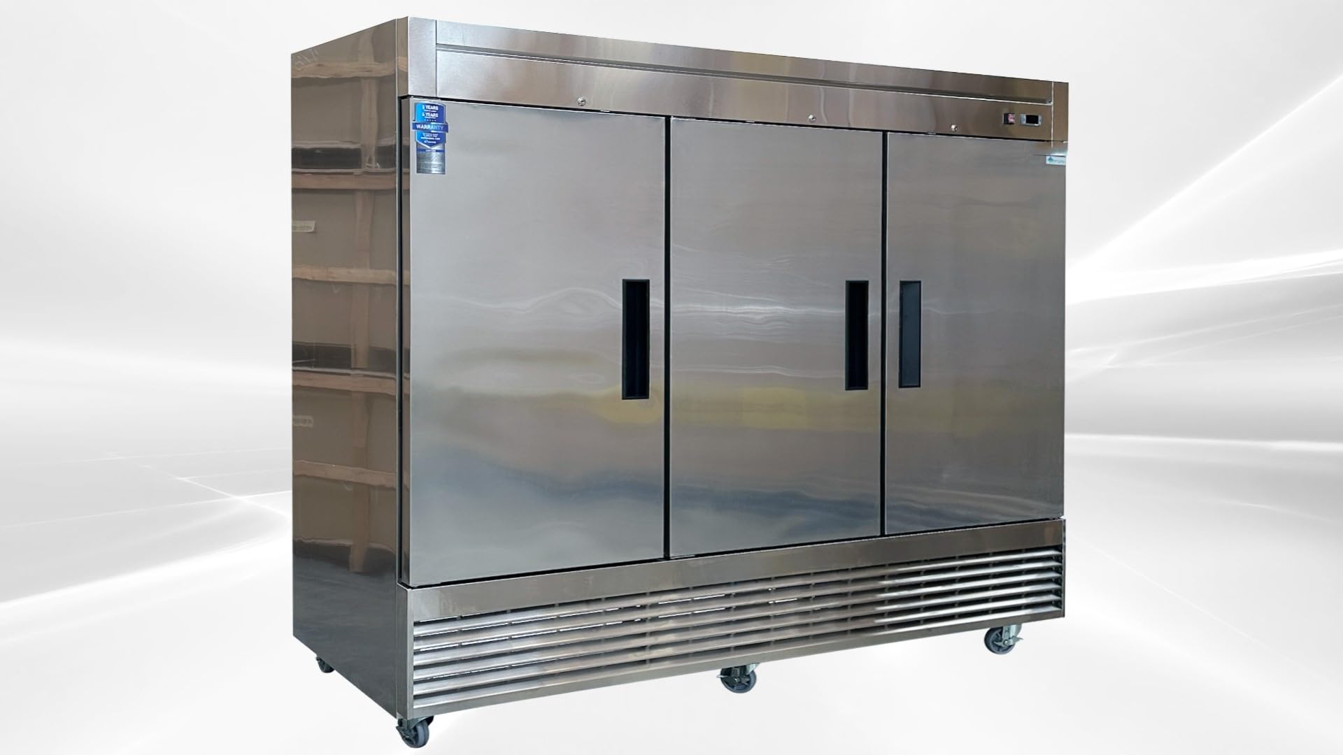 Commercial Reach In Refrigerator, ETL 3 Door Fridge Cooler Merchandiser, 83" W 61 cu.ft. Stainless Steel Interior KR-82B