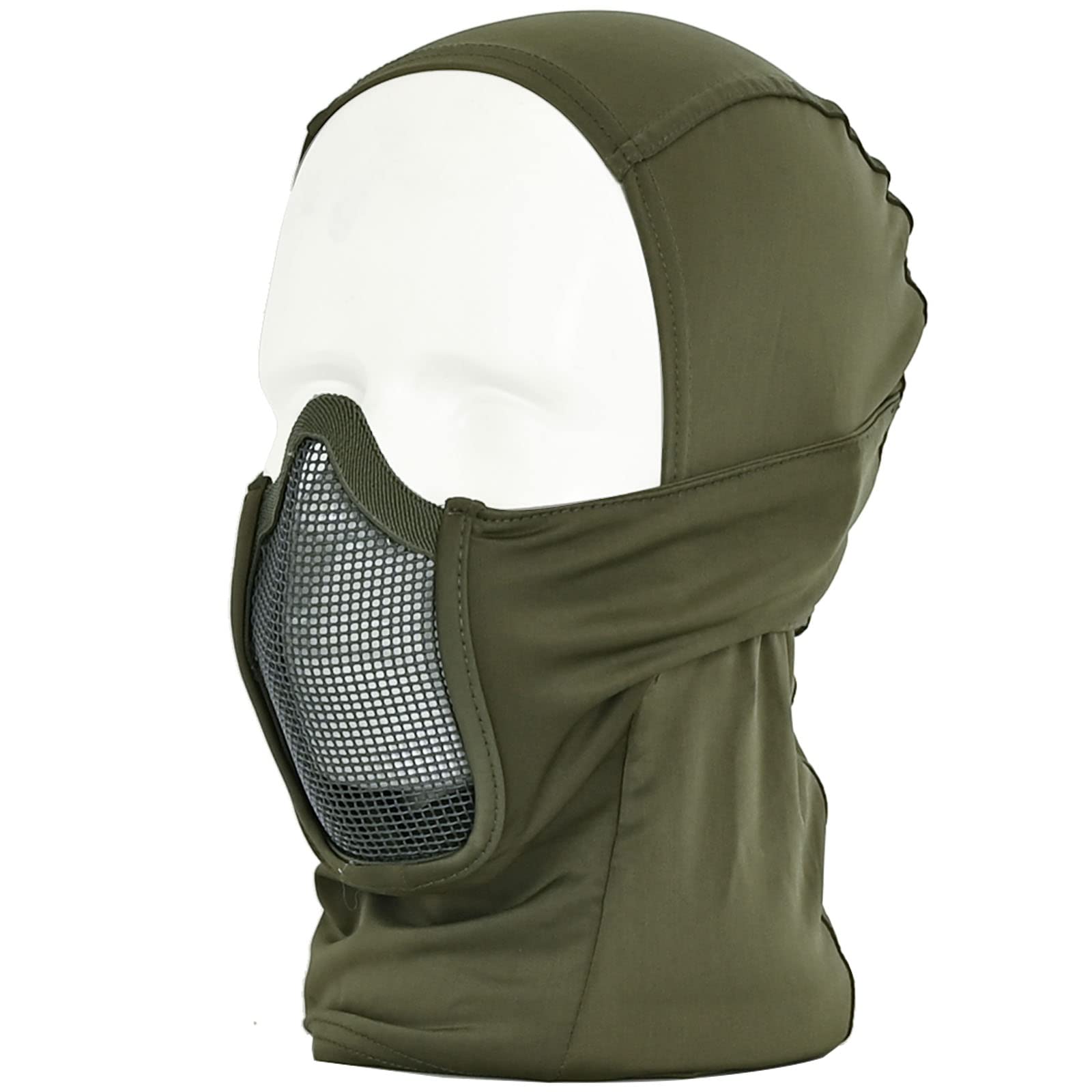 Balaclava Airsoft Mesh Mask,Ninja Style Airsoft Face Mask with Full Face Mouth Protection Airsoft Paintball Mask Waterproof Metal Mesh Mask (Ranger Green)
