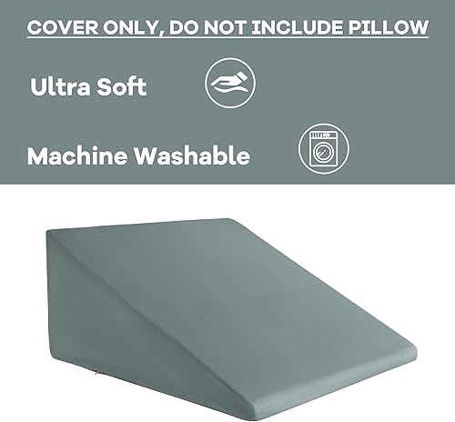 Miniatura 3 de HOMBYS Funda de almohada de terciopelo ultra suave con diseño de cremallera, extraíble y lavable a máquina (gris, 25 x 25 x 10.5 pulgadas)