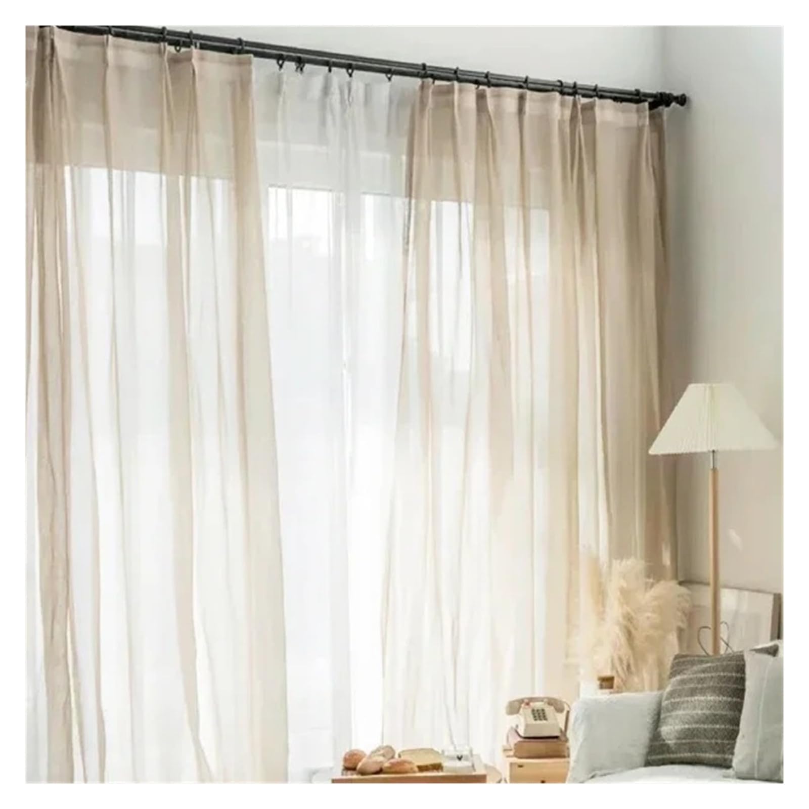 JHSDHYD Tenda Con Fronzoli 1 pezzo di lino effetto tende trasparenti in tulle for finestre del soggiorno tenda in voile trasparente for la cucina Rideaux