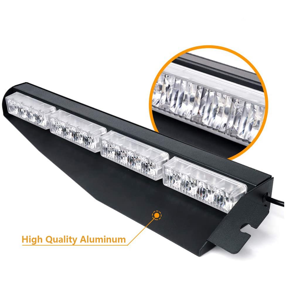 Riloer Barra de luz estroboscópica LED visera parasol interior luces intermitentes de advertencia de peligro de emergencia compatible con luz roja y azul universal