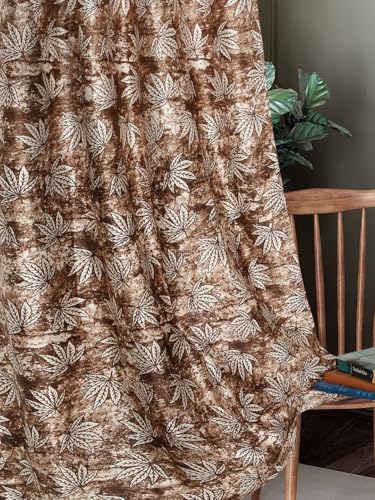 Image of Home Sizzler 2 Pieces Leaf Mist Grommet Eyelet Polyester Window Curtains - 5 Feet, Chocolate Brown
