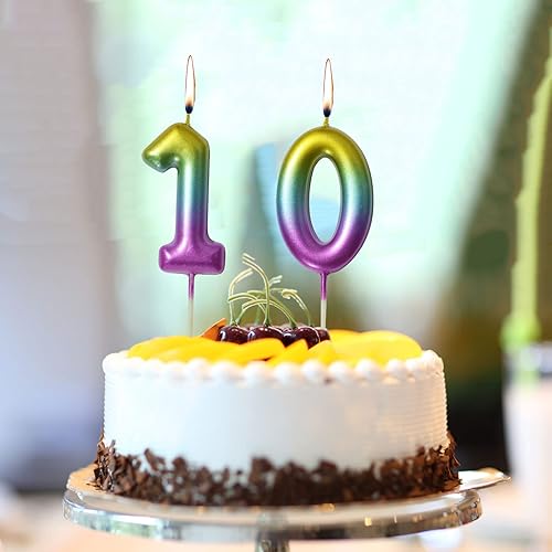 Miniatura 6 de 10 velas de número arcoíris  Vela de cumpleaños con degradado del número 0 al 9, vela de número de cumpleaños para decoración de aniversario, boda,