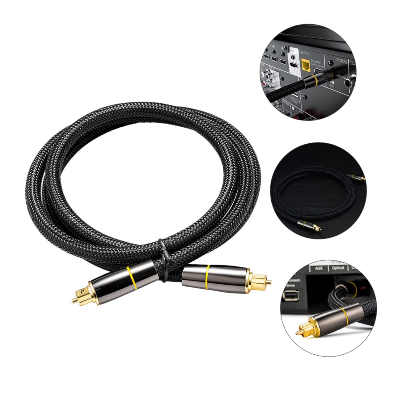 Lurrose Câble Audio à Fibre Optique Noir de 15m Couverture Protectrice, Qualité de Signal et Résistance la Déformation, pour Barre de Son et Consoles de Jeux