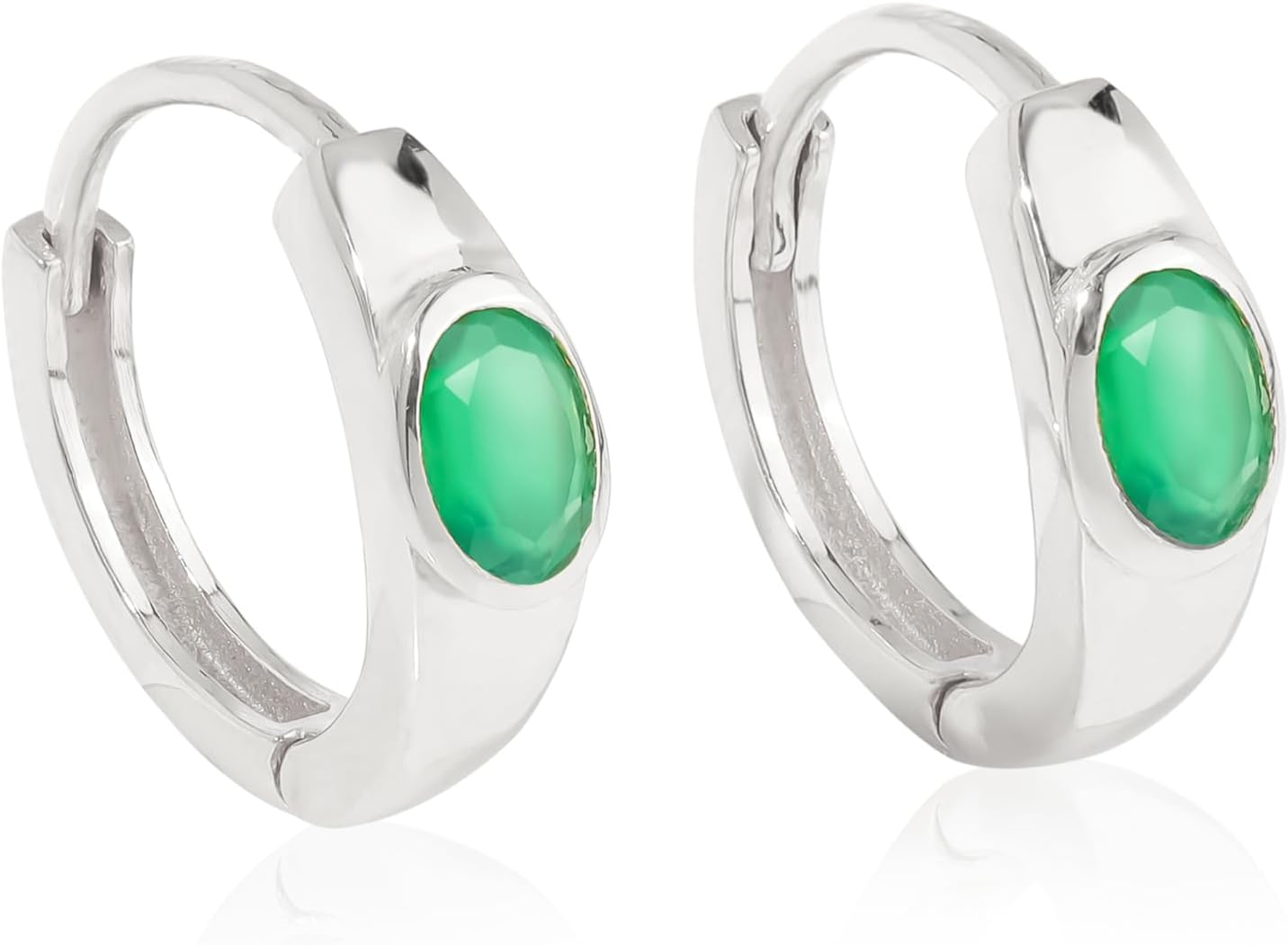 YoTreasure 14K Gold Plated over Sterling Silver Birthstone Hoop Earrings | Lightweight Hoop Earrings for Women| 925 Sterling Silver Birthstone Earrings Jewelry