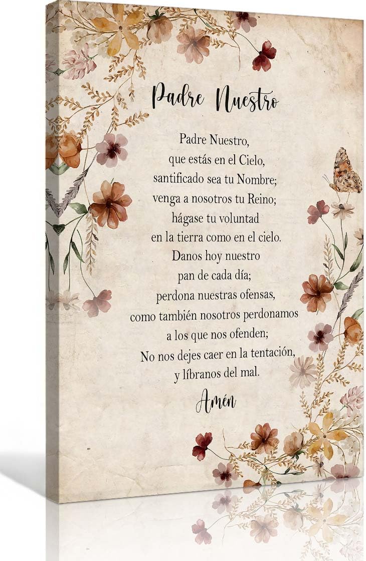 Lineerby Our Father Wall Decor Spanish Bible Poster Modern Christian Art Motivational Quotes The Lord's Prayer 16x24 inches