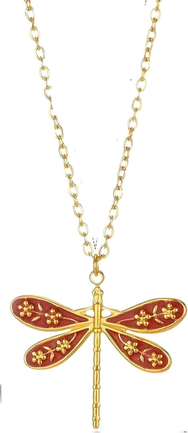 Color Stainless Steel Necklaces For Women Dragonfly Pendants Choker Vintage Insect Jewelry Accessories - Image 5