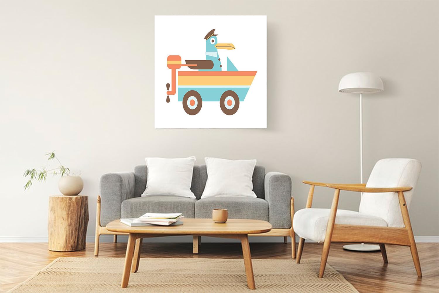 VERRE ART Printed Framed Canvas Painting for Home Decor Office Wall Studio Wall Living Room Decoration (22x22inch Wrapped) - Seagull Sailor