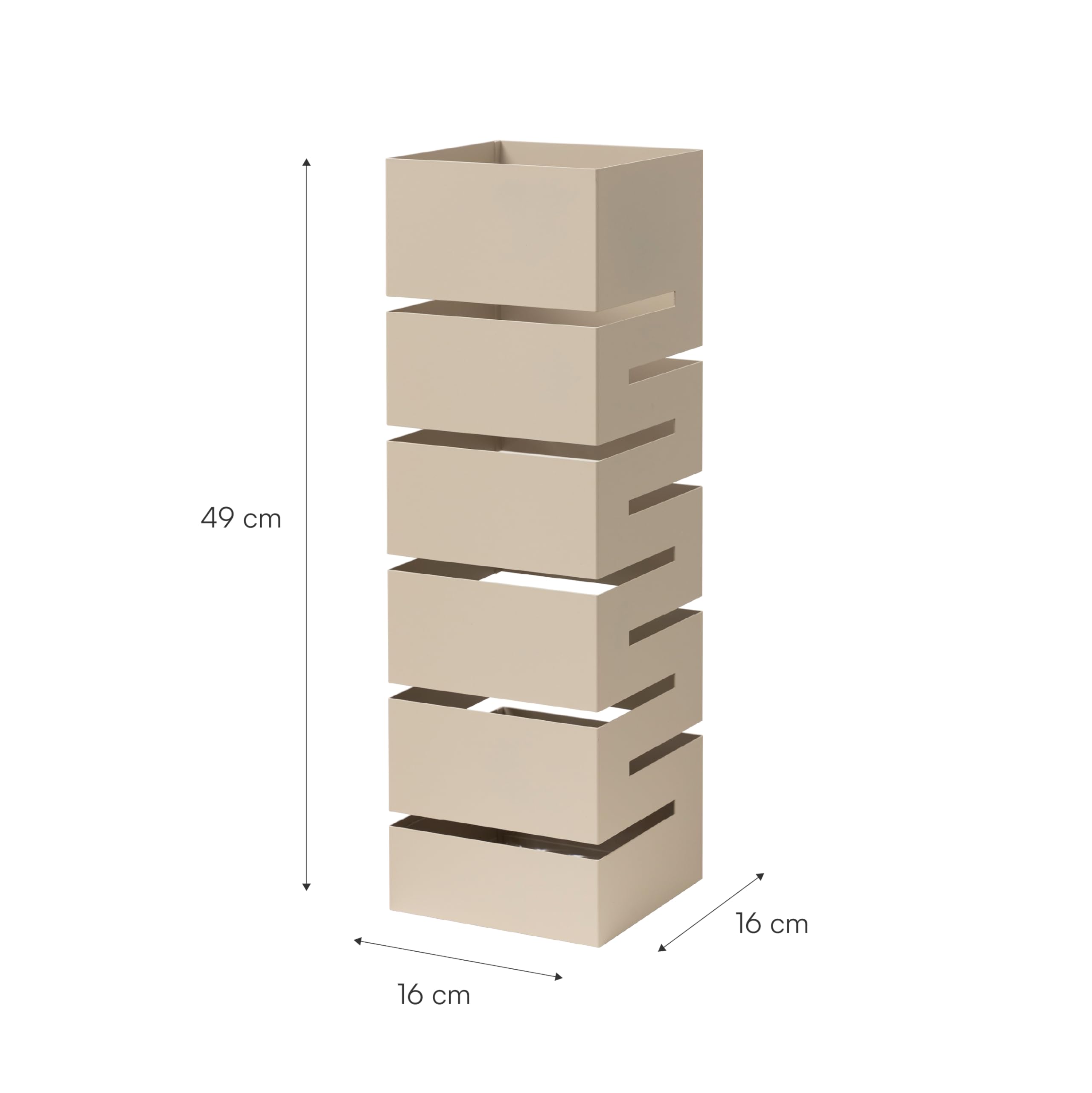 Baroni Home uchwyt na parasole nowoczesny design drzwi metalowe parasole geometryczne tortora z 2 haczykami i wyjmowaną tacą na szyję 15,5x15,5x49 cm…