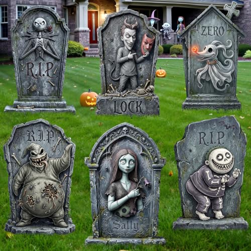KLYRO 17 Inch Halloween Tombstones Outdoor Yard signs Graveyard Decorations