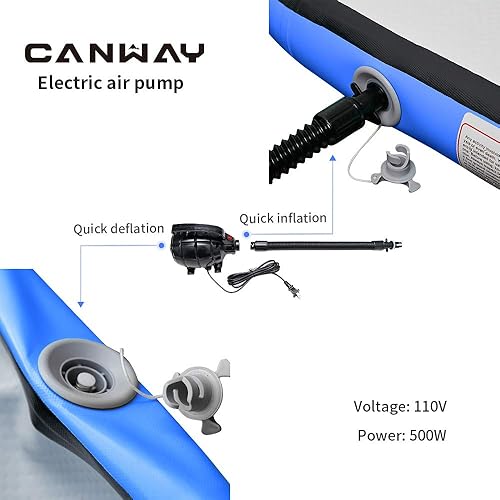 Miniatura 8 de CANWAY Air Tumble Track - Colchoneta inflable de gimnasia de 10, 13, 16, 20 pies, con bomba de aire eléctrica para el hogar, al aire libre,