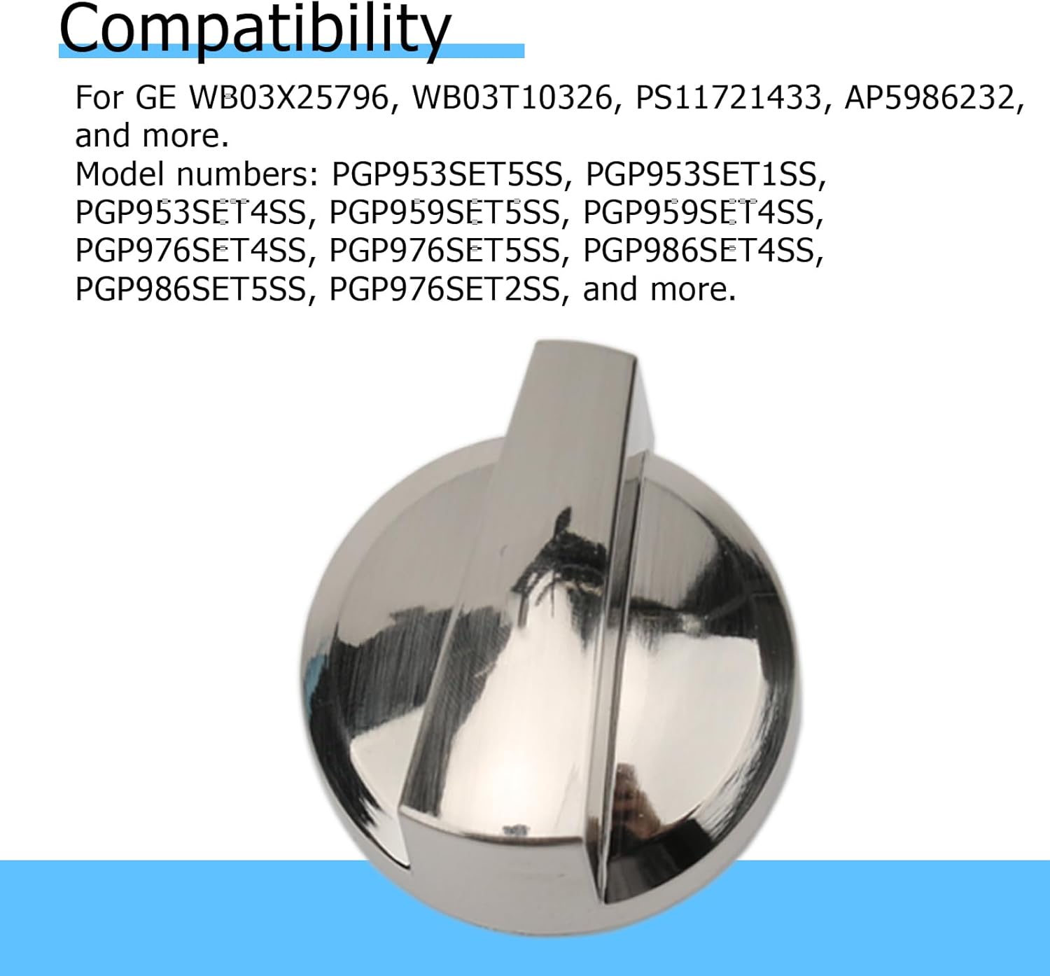 WB03X25796 Gas Cooktop Knobs Compatible with GE Range Burner WB03T10326, Replaces AP5986232 PS11721433, Fits for GE Oven Models PGP953SET1SS PGP986SET1SS, 5 Pack