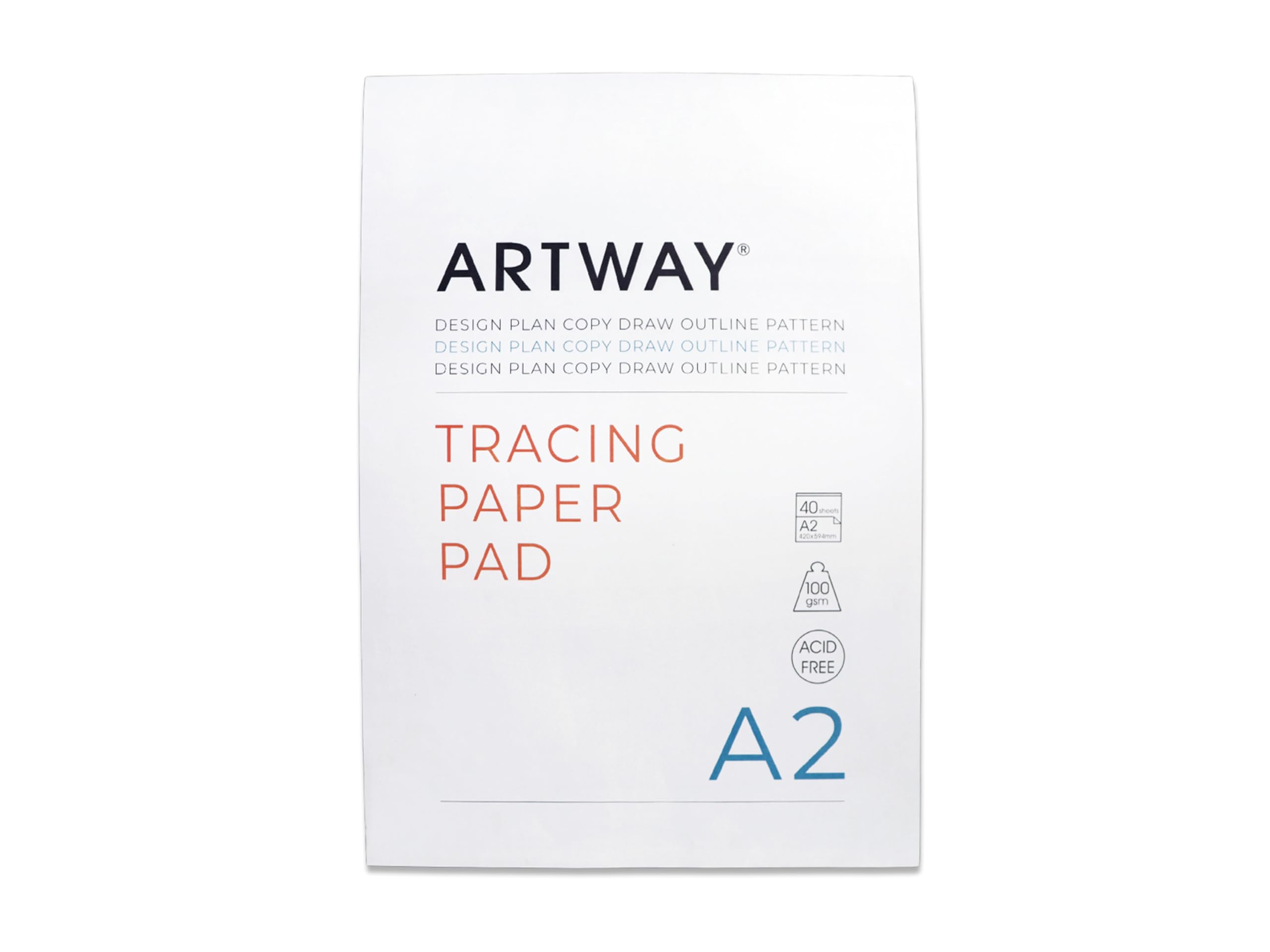 Artway Bloc de 40 feuilles de papier calque de qualité supérieure - Format A2-100 g/m²