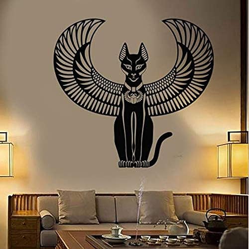 Adhesivo decorativo para pared, vinilo Bastet, decoración de dormitorio, gato egipcio antiguo, diosa egipcia, mural, sala de estar, L936, 16.5 x