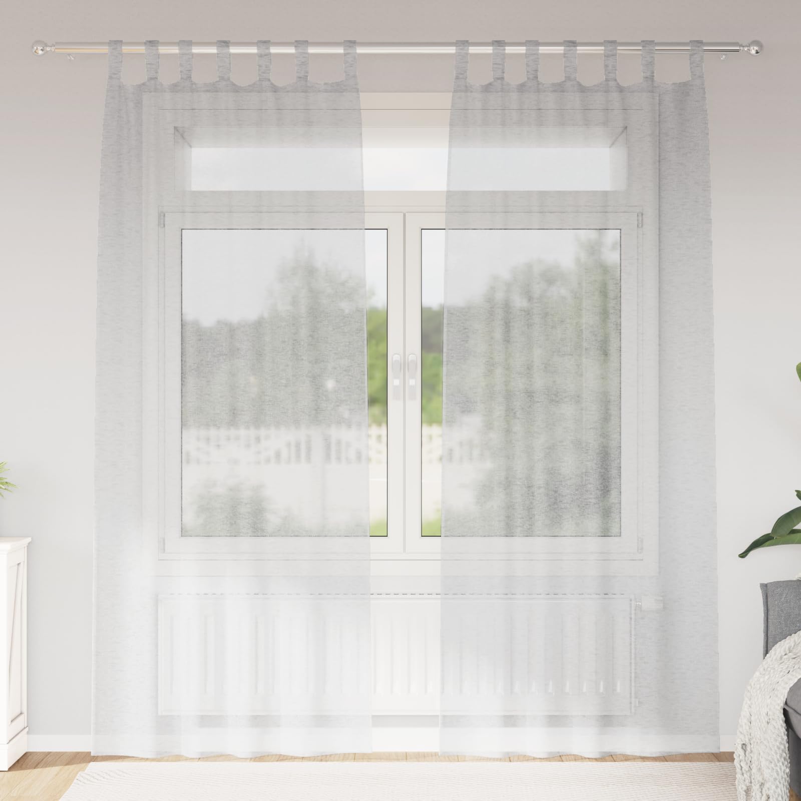 Rideaux gris clair 140x225 cm en polyester lot de 2 pour fenêtres