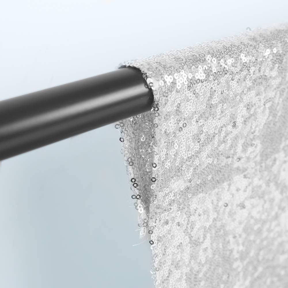 Weekly Top Sale TRLYC Glitter Sequin Backdrop Curtains for Wedding Party Decor (2 Panels, W2 x H8FT,Sliver)