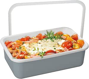 HoneyWare Color Line Frischhaltedose mit Deckel Emaille Grau | M | 0,74 L | hitzebeständig bis 400°C | Meal Prep Boxen für alle Herdarten, Backofen und Grill geeignet | Aufbewahrungsbox mit Deckel