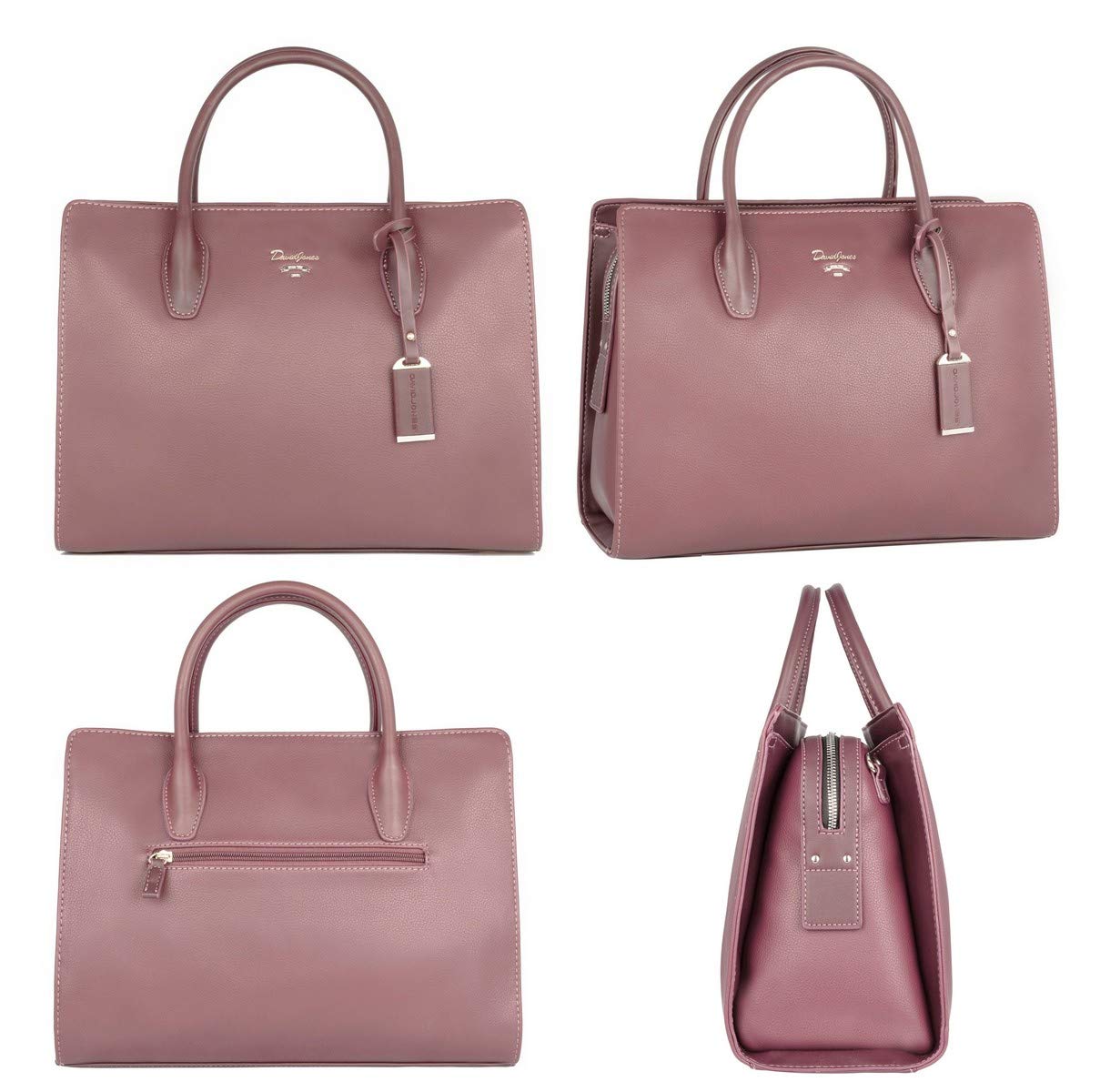 David Jones - Bolso de Mano Grande Mujer - Señora Tote Shopper Piel Cuero PU - Bolsos de Hombro Bandolera Múltiples Bolsillos - Trabajo Moda Asa Superior - Rosa