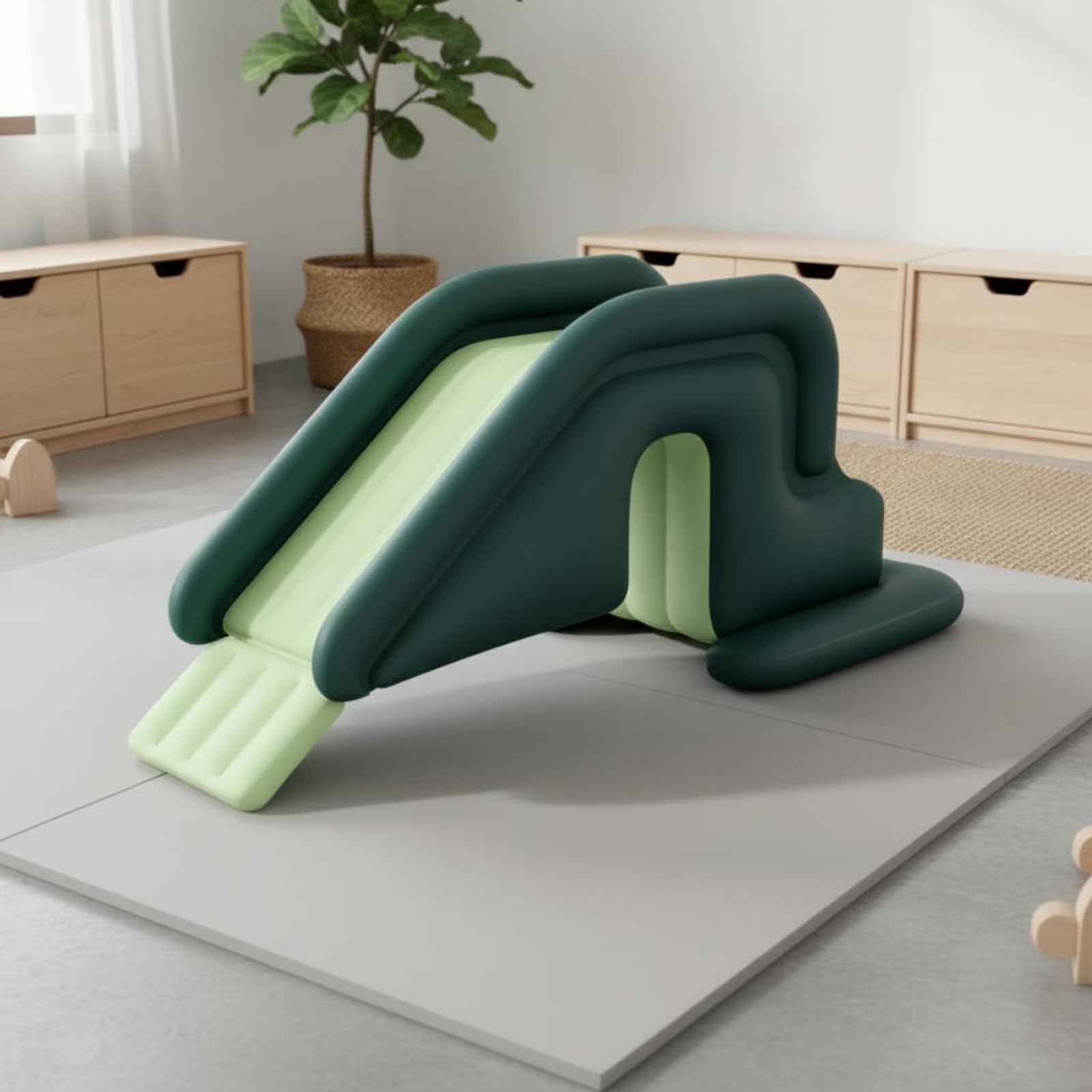 Milageto Aufblasbare Rutsche Indoor Rutschbahn Spielgerät Kinderrutsche PVC Material mit Weichem Landebereich Und Sicheren Seitenwänden für Kinderzimmer, Gelb