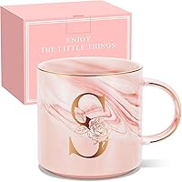 Personalized Monogrammed Coffee Mug 12oz Gold Initial A-Z - Valentine's Birthday Gifts for Women Mom Wife Teacher Sister