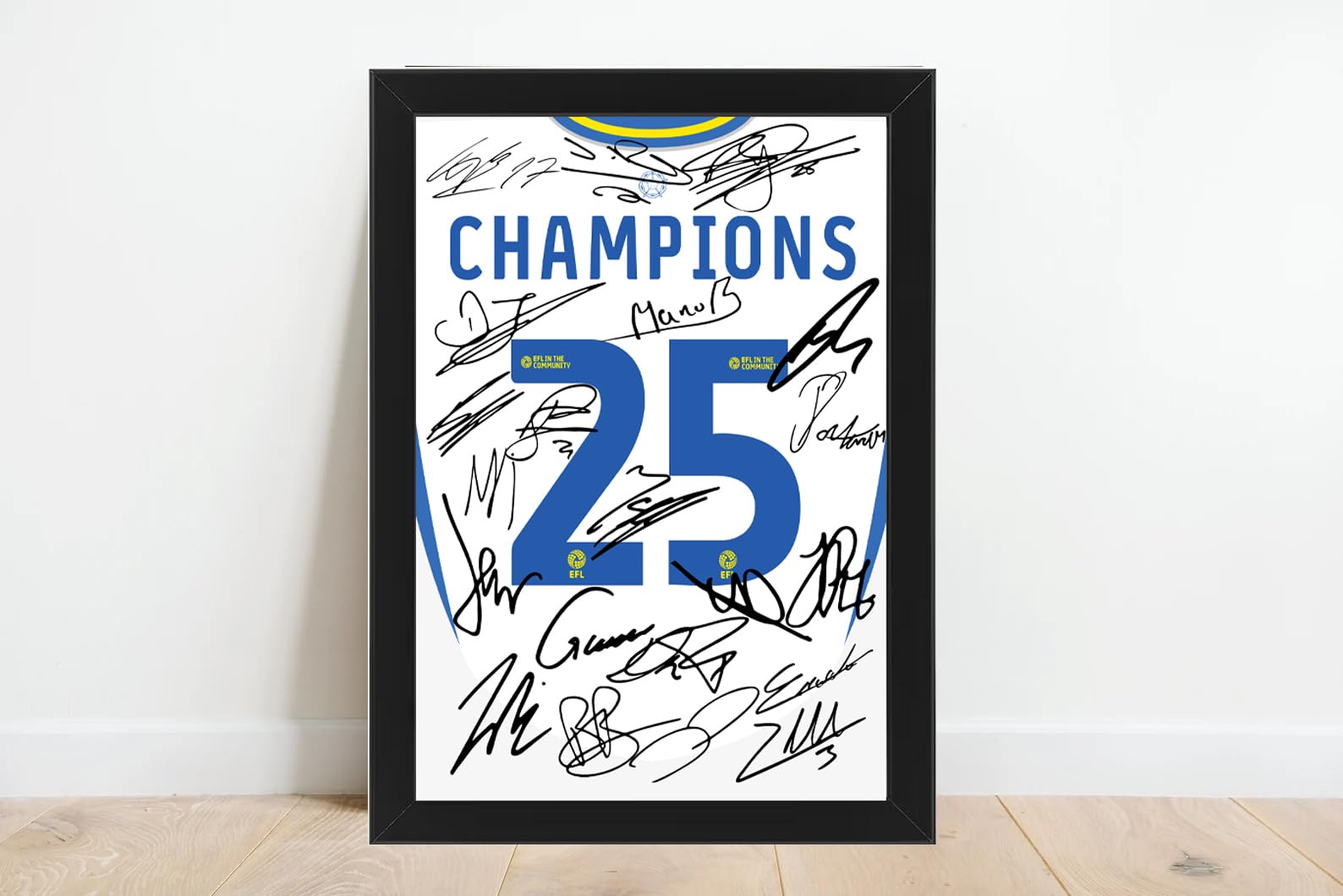 Champions 2025 Leeds Squad Signed (printed) and Framed Photo Printed Autograph Elland Road